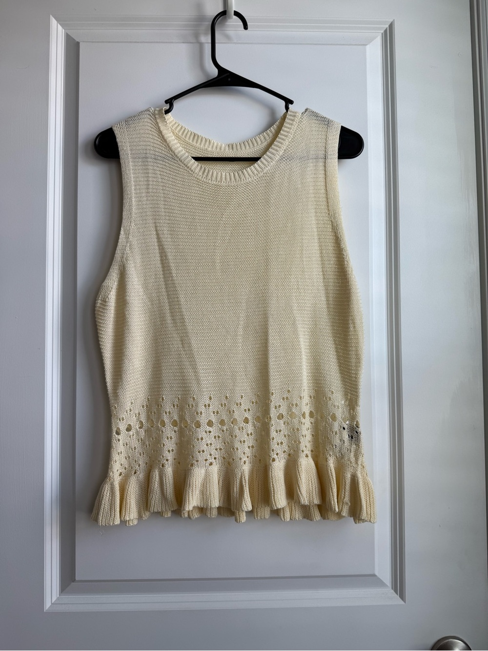 Viral SHEIN Sleeveless Butter Yellow Knit Ruffle-Hem Top Sz 1XL
